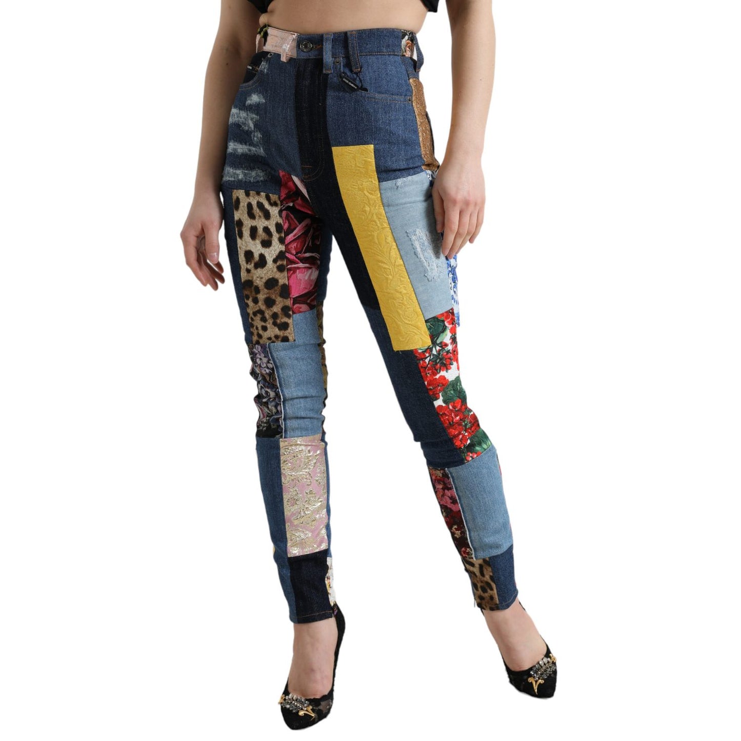 Dolce & Gabbana Multicolor Patchwork GRACE Skinny Denim Jeans