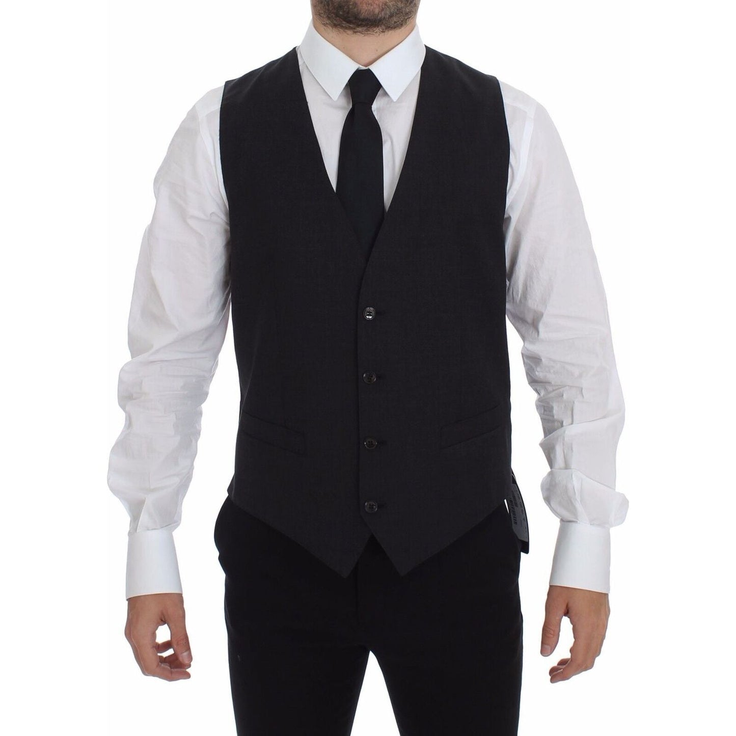 Dolce & Gabbana Gray Slim Fit Button Front Dress Formal Vest 1728,48 | M,67345645728,Clothing,Dolce & Gabbana,Gray,Material:,Men,Men - Clothing,New with tags,Suits & Blazers - Clothing,Vests - Men - Clothing,Waistcoats - Suits & Blazers - Clothing