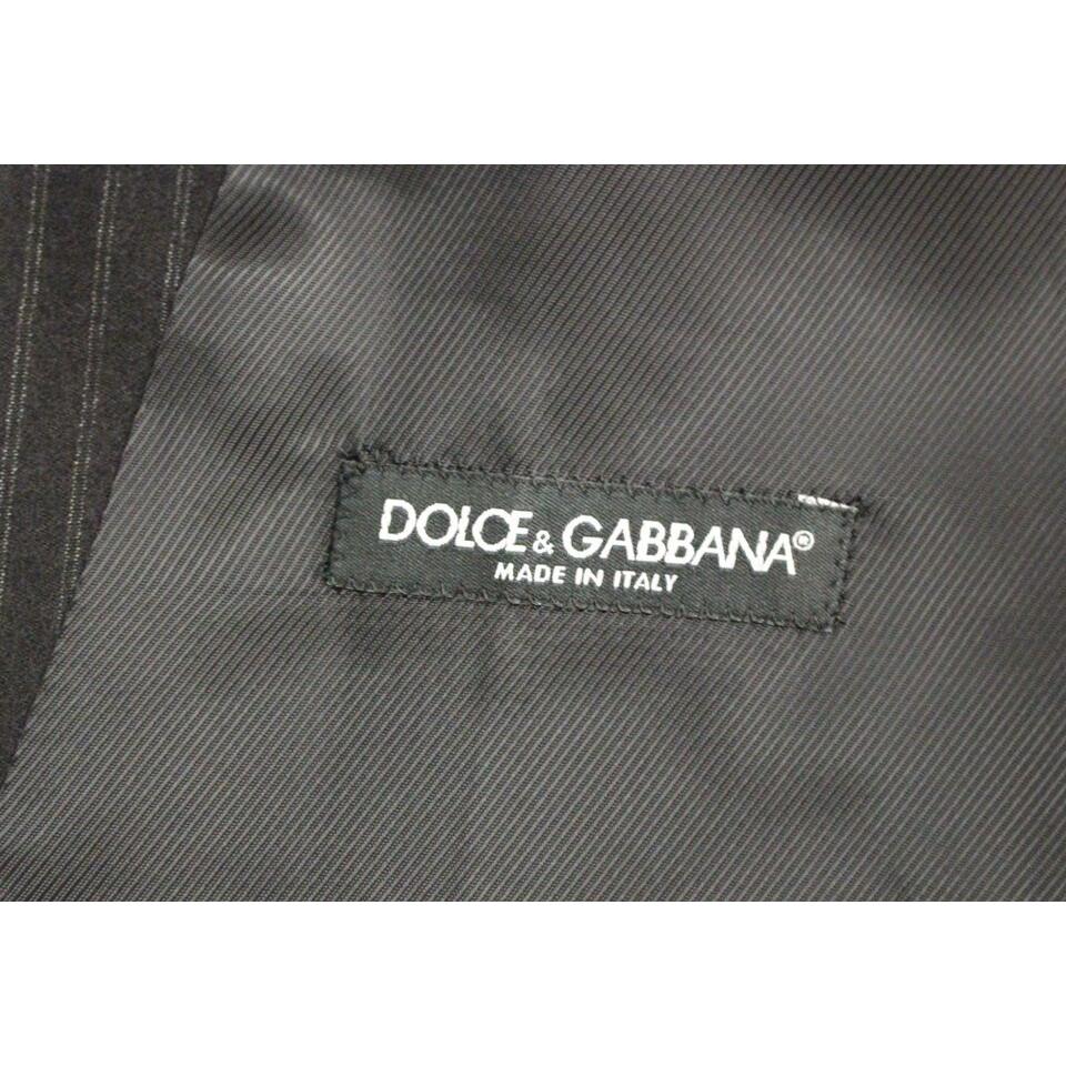 Dolce & Gabbana Black Striped Wool Single Breasted Vest1728,67345645728,Black,Clothing,Dolce & Gabbana,IT48 | M,Material: 100% Wool,Men,Men - Clothing,New with tags,Suits & Blazers - Clothing,Vests - Men - Clothing,Waistcoats - Suits & Blazers - Clothing