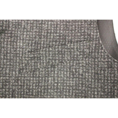 Dolce Gabbana gray wool vest close-up texture of the fabric and pattern details, showcasing high-quality craftsmanship.