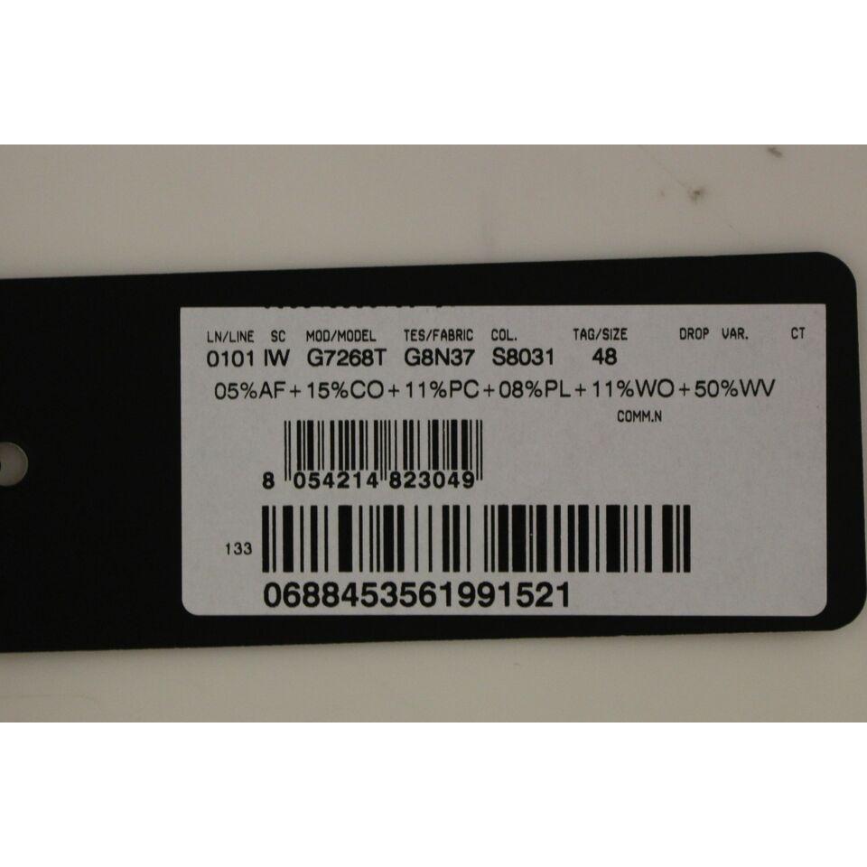 Dolce Gabbana gray wool blend vest fabric composition and size tag image showing material percentages and barcode information.