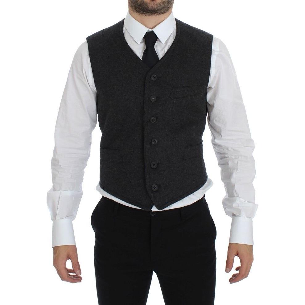 Dolce & Gabbana Gray Wool Blend Vest Gilet Weste