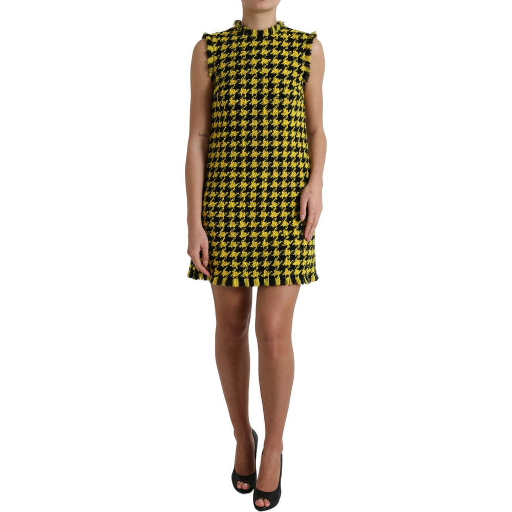 Dolce & Gabbana Houndstooth Knitted Chic Yellow Mini Skirt Dolce & Gabbana Sienna