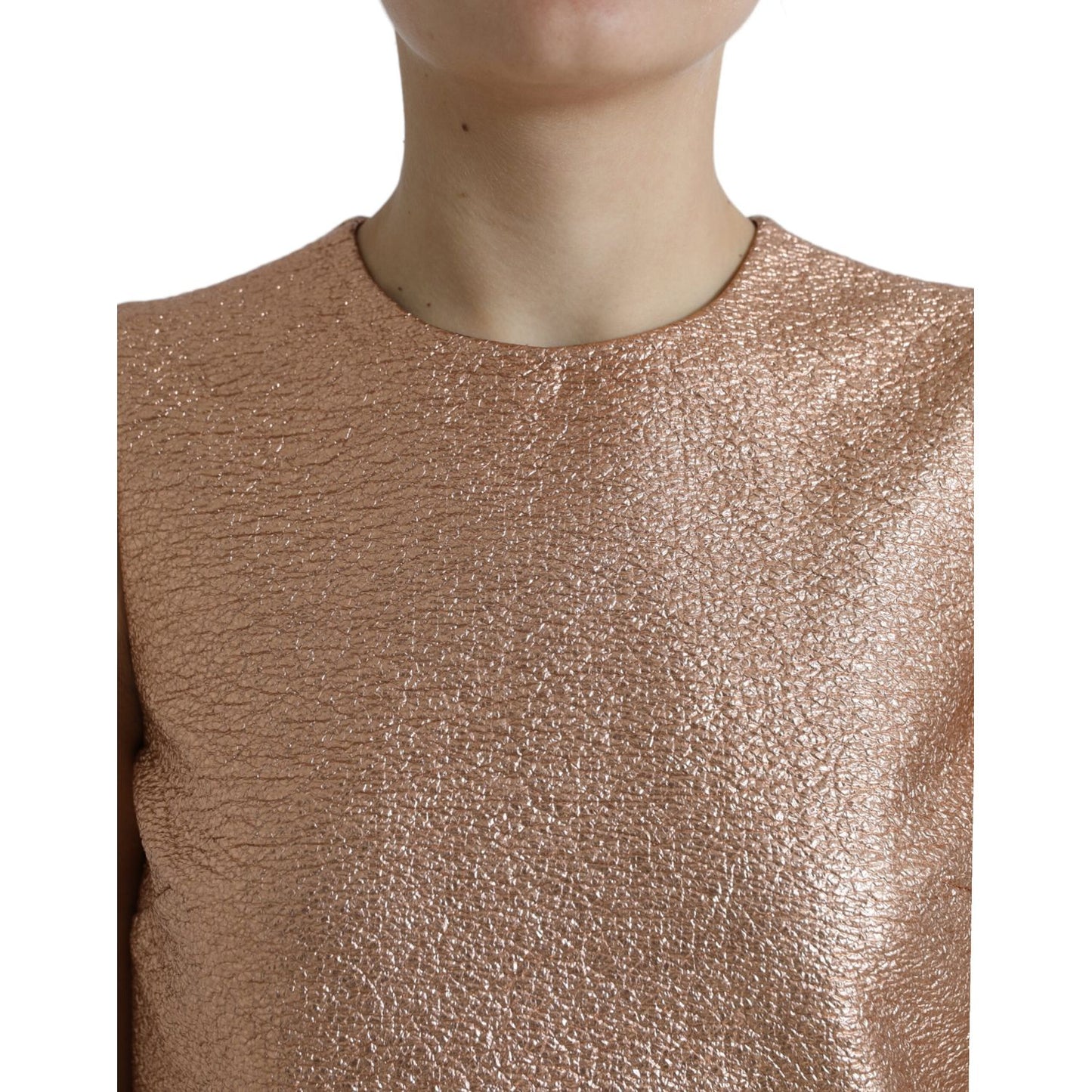 Dolce & Gabbana Pink Jacquard Sleeveless Shift Mini Dress