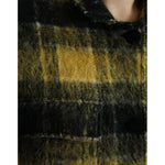 Dolce & Gabbana Chic Plaid Long Coat in Sunshine Yellow Dolce & Gabbana Black