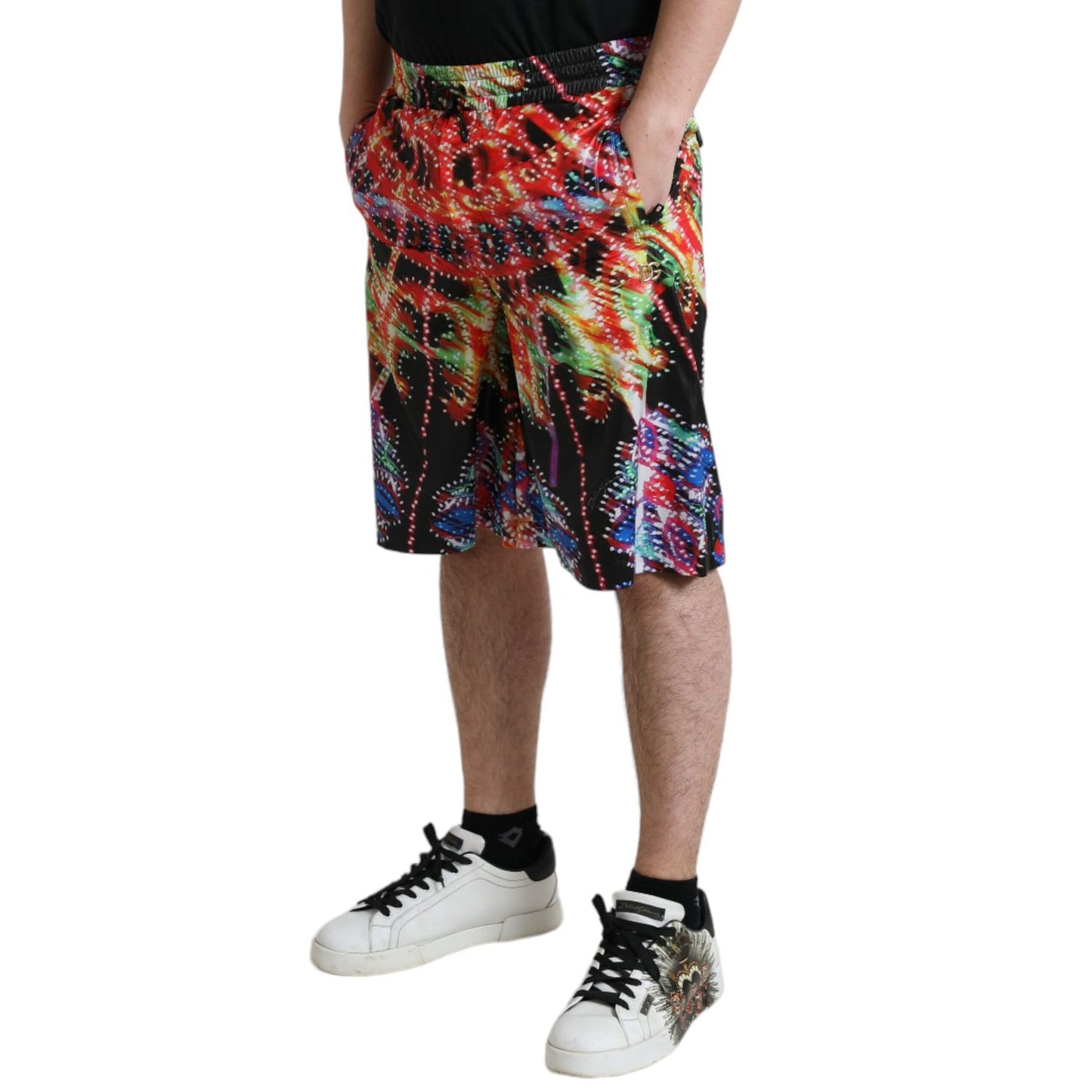 Dolce & Gabbana Multicolor Luminarie Print Men Bermuda Shorts