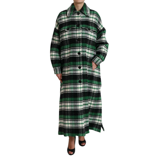 Dolce & Gabbana Green Plaid Long Sleeve Casual Coat Jacket1728,67345645728,Clothing,Dolce & Gabbana,Full-Length Jackets - Jackets & Coats - Clothing,Green,IT40|S,Jackets & Coats - Clothing,Jackets & Coats - Women - Clothing,Material: 27% Angora 26% Polyes