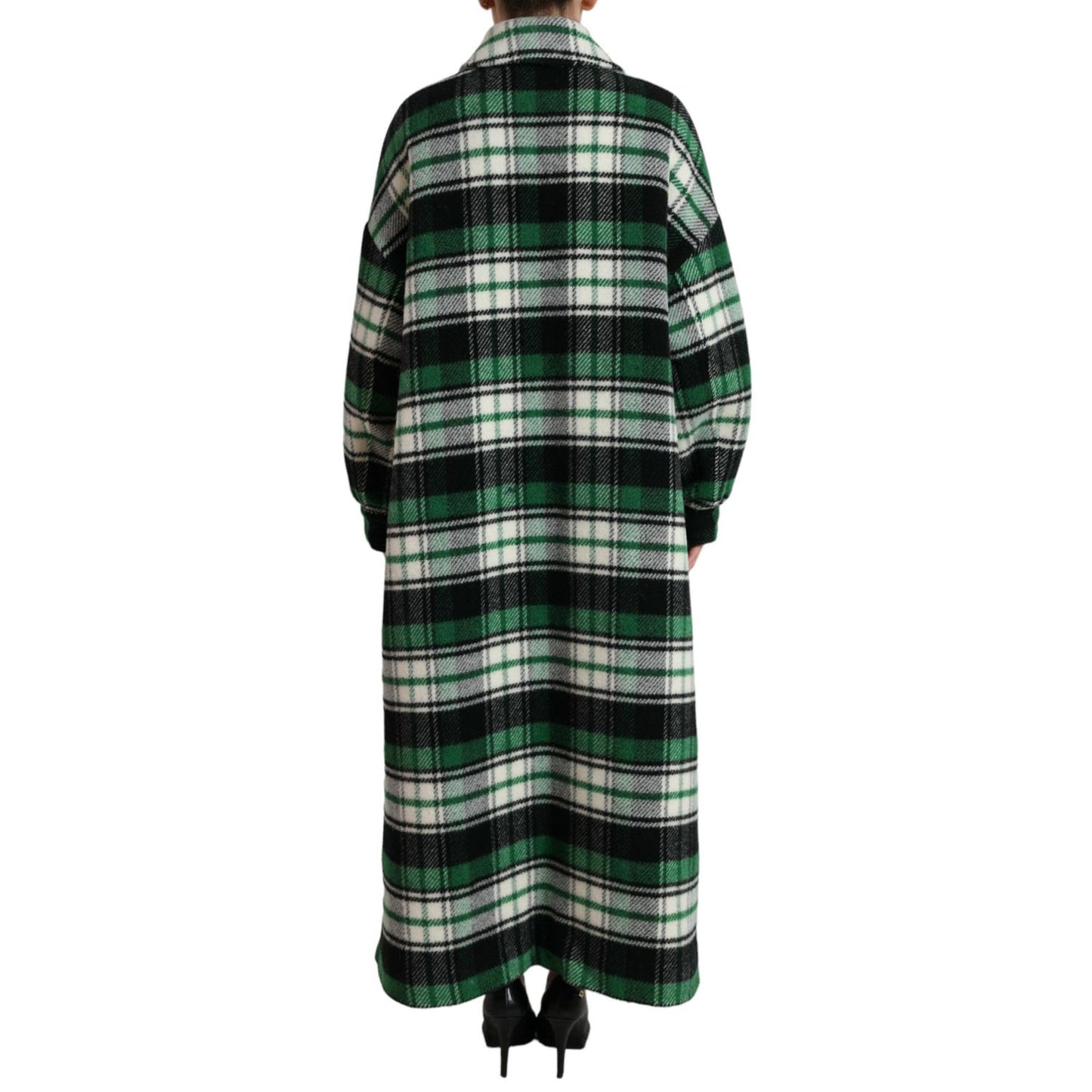 Dolce & Gabbana Green Plaid Long Sleeve Casual Coat Jacket