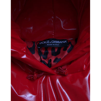 Dolce & Gabbana Shiny Red Hooded Cropped Short Coat Jacket