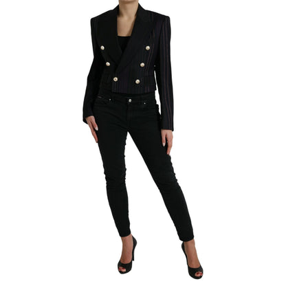 Dolce & Gabbana Black Striped SICILIA Double Breasted Jacket