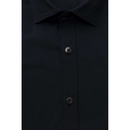 Bagutta Blue Cotton Men Shirt Slim Fit with French Collar