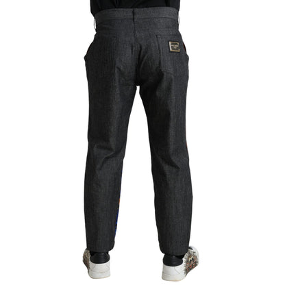 Dolce & Gabbana Multicolor Tiger Cotton Loose Denim Jeans