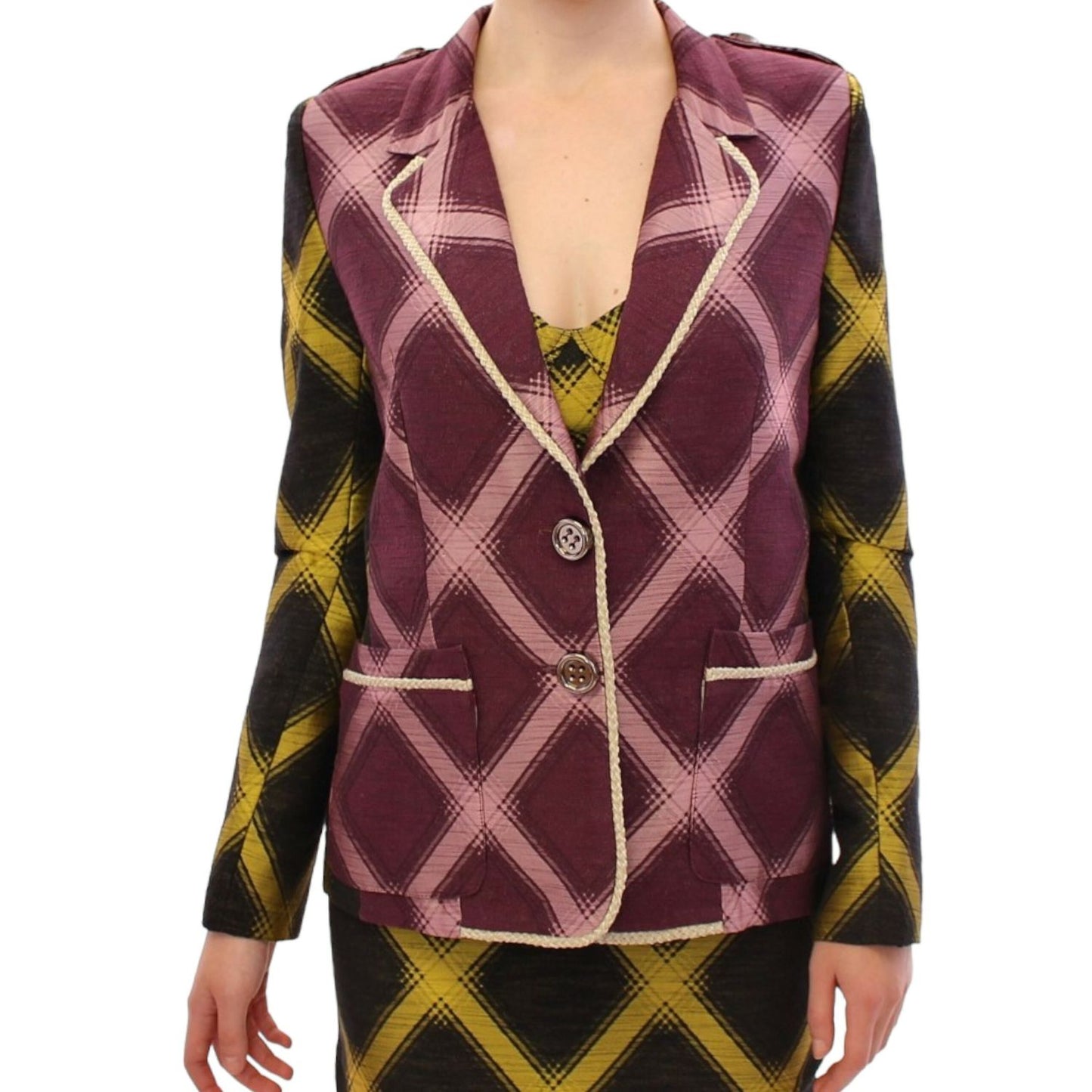 House of Holland Purple checkered blazer jacket