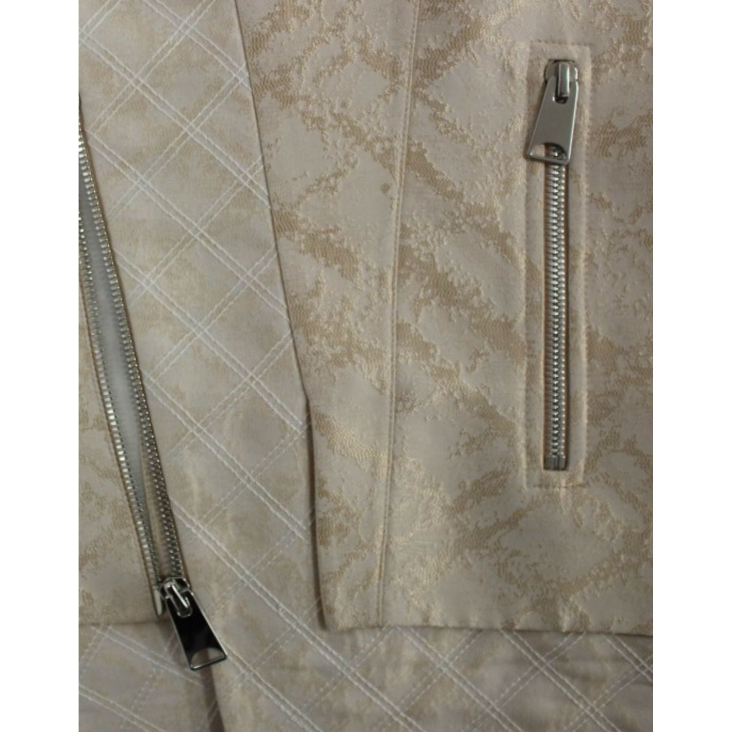 Zeyneptosun Beige brocade sleeveless jacket