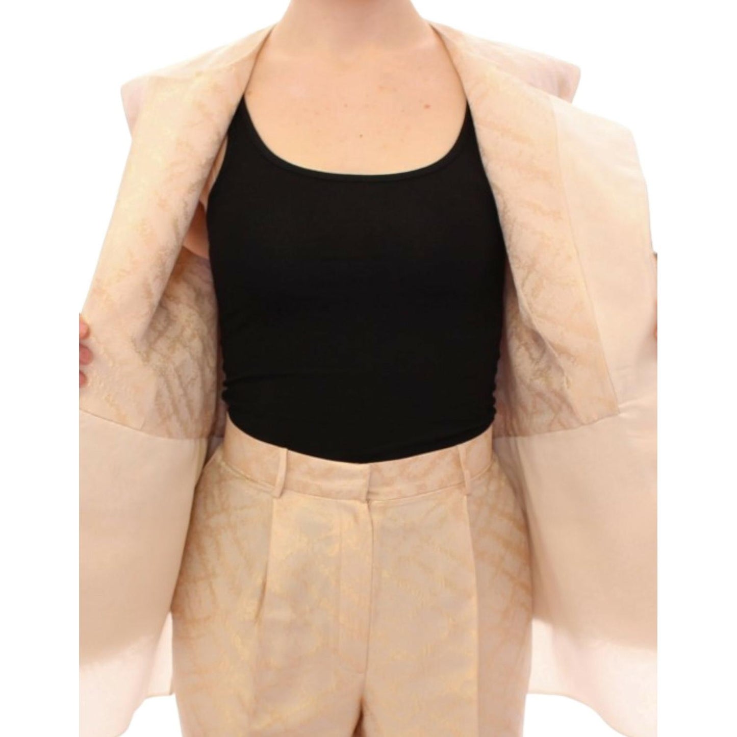 Zeyneptosun Beige brocade sleeveless jacket10% Linen,1728,30% Viscone,67345645728,Beige,Clothing,IT42|M,Jackets & Coats - Clothing,Jackets & Coats - Women - Clothing,Material: 60% Polyester,New with tags,Sleveless Jacket - Jackets & Coats - Clothing,Women