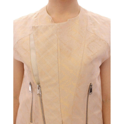 Zeyneptosun Beige brocade sleeveless jacket10% Linen,1728,30% Viscone,67345645728,Beige,Clothing,IT42|M,Jackets & Coats - Clothing,Jackets & Coats - Women - Clothing,Material: 60% Polyester,New with tags,Sleveless Jacket - Jackets & Coats - Clothing,Women