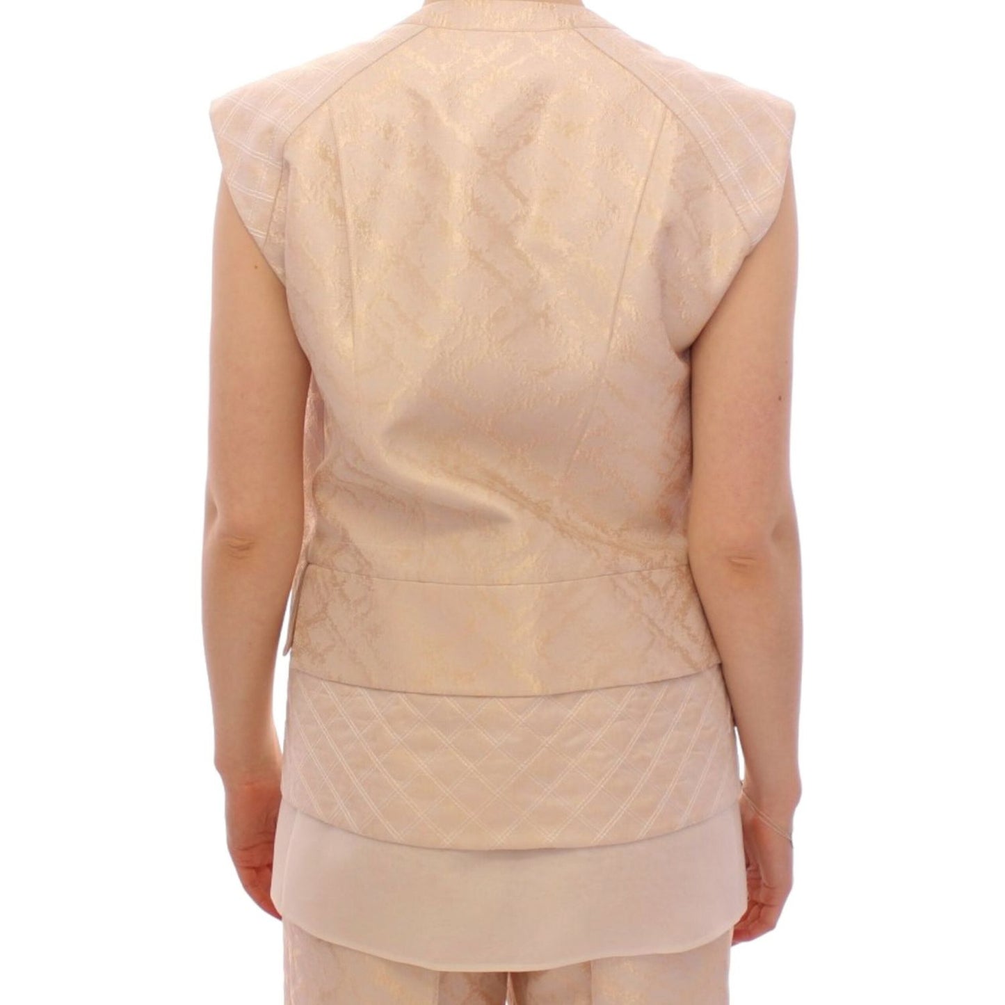 Zeyneptosun Beige brocade sleeveless jacket10% Linen,1728,30% Viscone,67345645728,Beige,Clothing,IT42|M,Jackets & Coats - Clothing,Jackets & Coats - Women - Clothing,Material: 60% Polyester,New with tags,Sleveless Jacket - Jackets & Coats - Clothing,Women