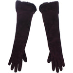 Dolce & Gabbana Elegant Elbow Length Purple Fur Gloves Dolce & Gabbana Black