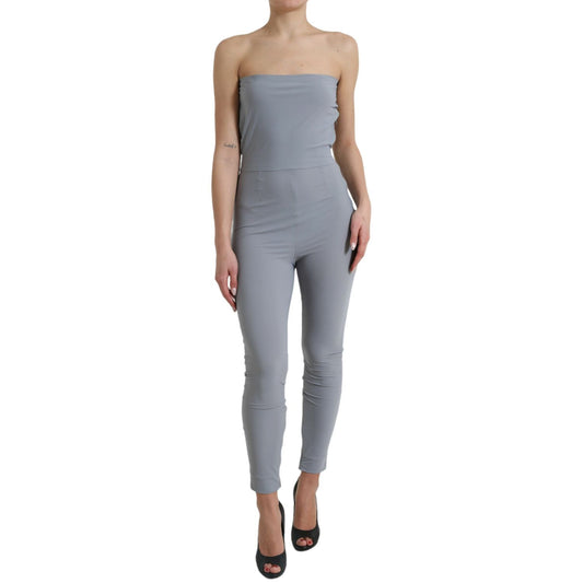 Dolce & Gabbana Gray Nylon Strapless Bodycon Jumpsuit Dress