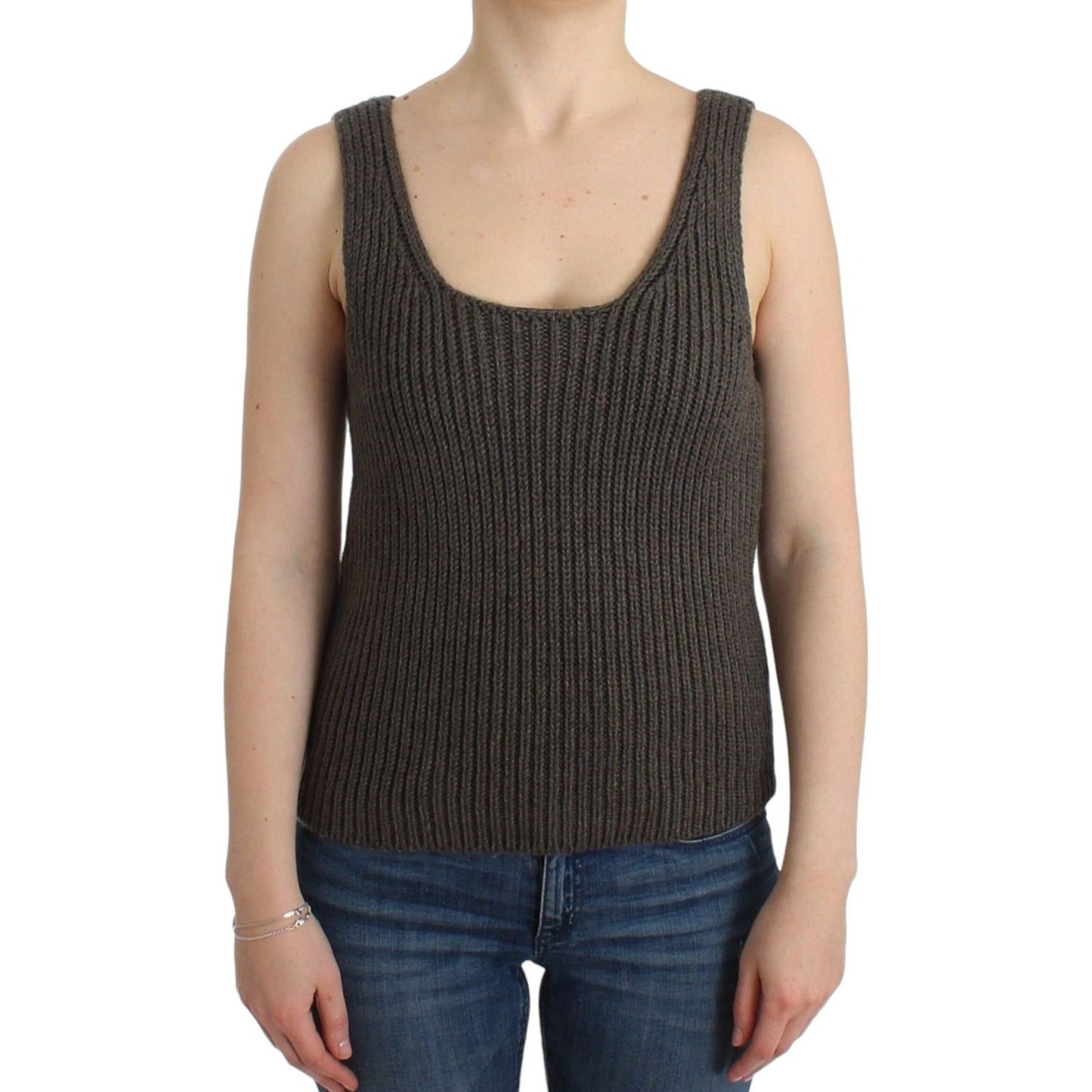 Ermanno Scervino Gray Knit Top Knitted Sweater Merino Wool