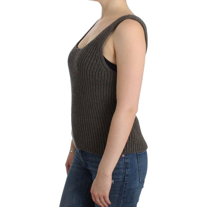 Ermanno Scervino Gray Knit Top Knitted Sweater Merino Wool