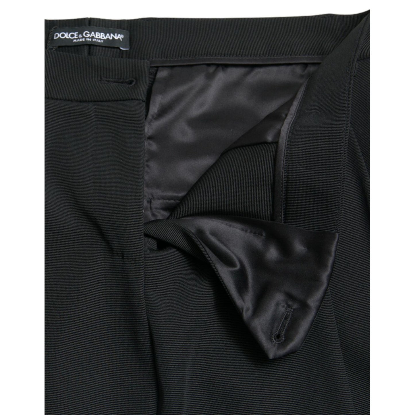 Dolce & Gabbana Black Wool High Waist Cropped Tapered Pants