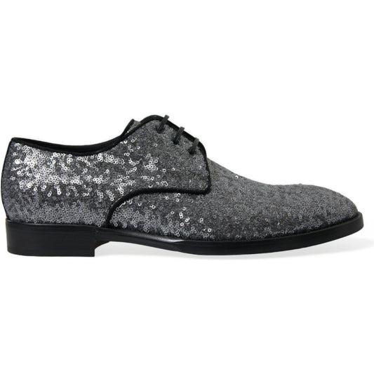 Dolce & Gabbana Silver Sequined Lace Up Men Derby Dress Shoes 1728,67345645728,Black | Silver,Dolce & Gabbana,EU39/US6,Formal - Men - Shoes,Material: Leather,Men,Men - Shoes,New with tags,Oxfords and Derbies - Shoes,Shoes