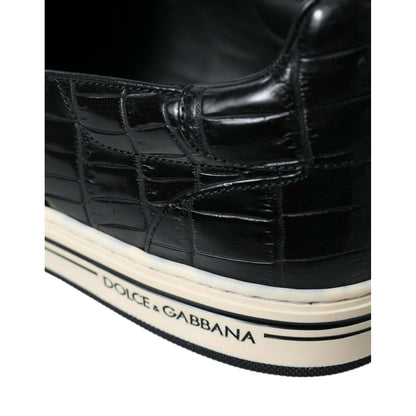 Dolce & Gabbana Black Croc Exotic Leather Sneakers Shoes