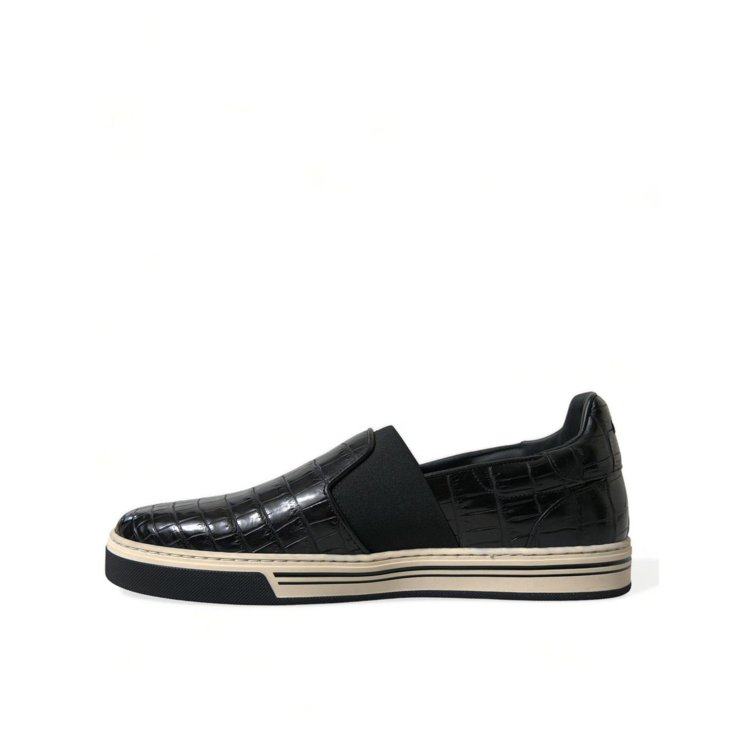 Dolce & Gabbana Black Croc Exotic Leather Sneakers Shoes