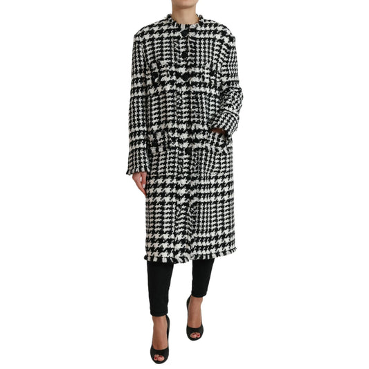 Dolce & Gabbana Black White Houndstooth Trench Coat Jacket1728,67345645728,Black and White,Clothing,Dolce & Gabbana,IT40|S,Jackets & Coats - Clothing,Jackets & Coats - Women - Clothing,Material: 59% Acrylic 22% Cotton 10% Wool 6% Polyester 3% Other Fibers