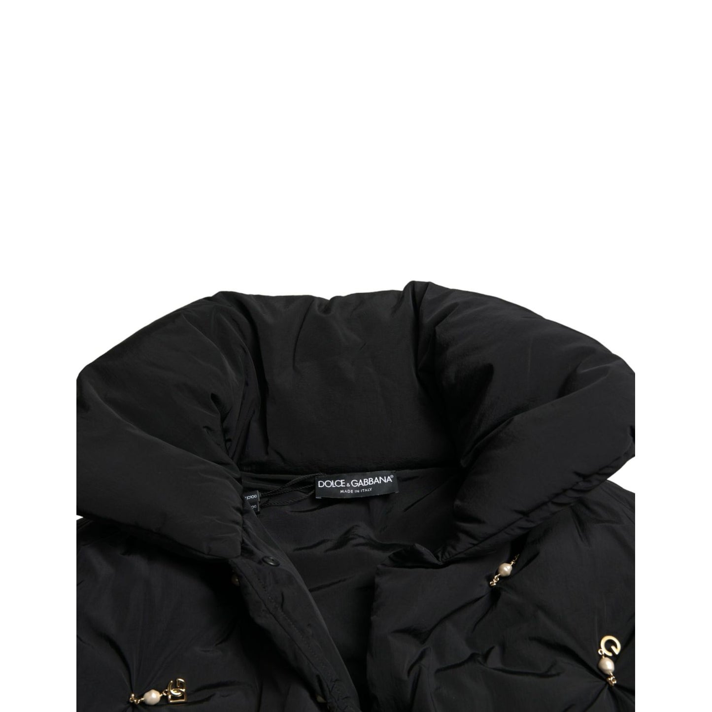 Dolce & Gabbana Black Embellished Quilted Shell Bomber Jacket