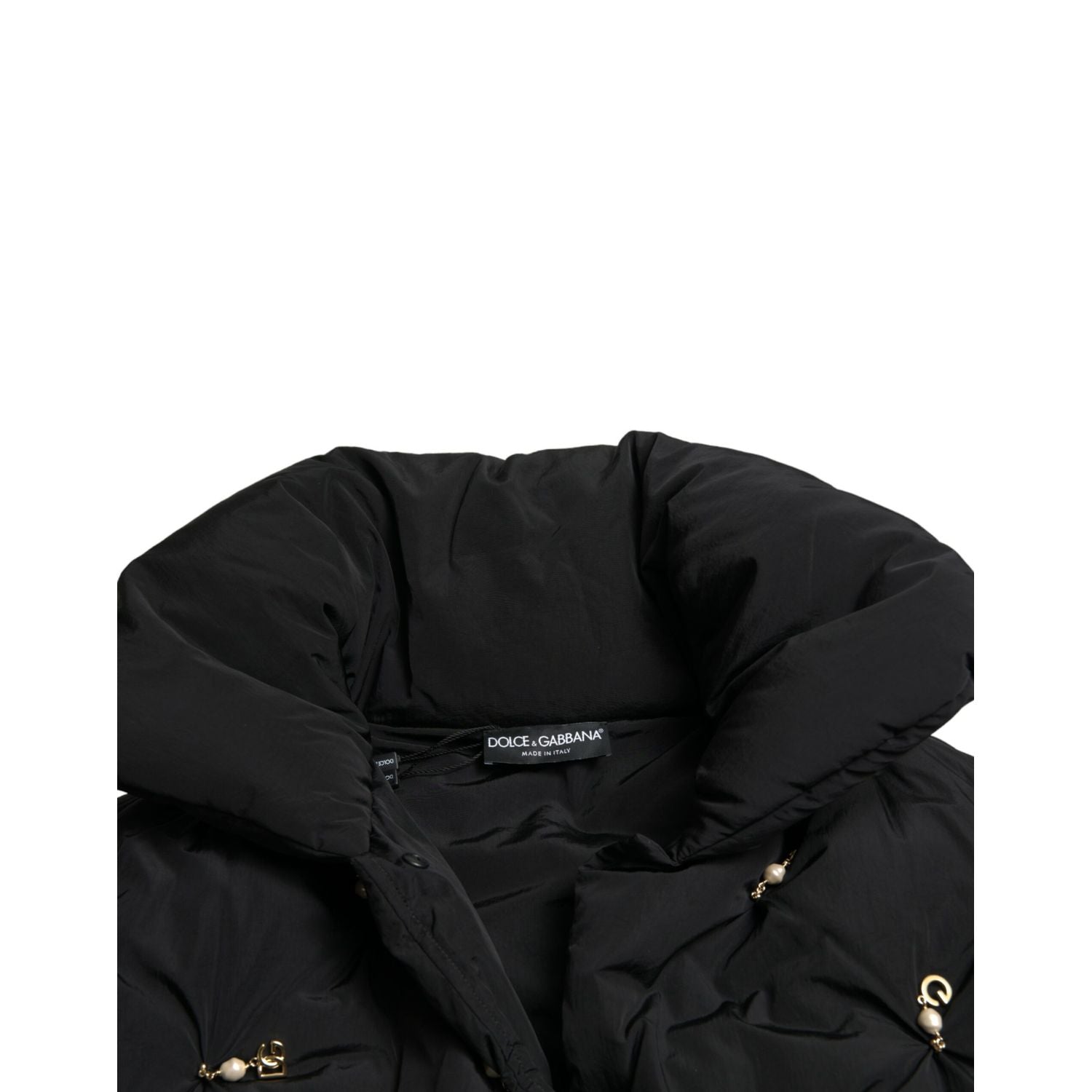 Dolce & Gabbana Black Embellished Quilted Shell Bomber Jacket