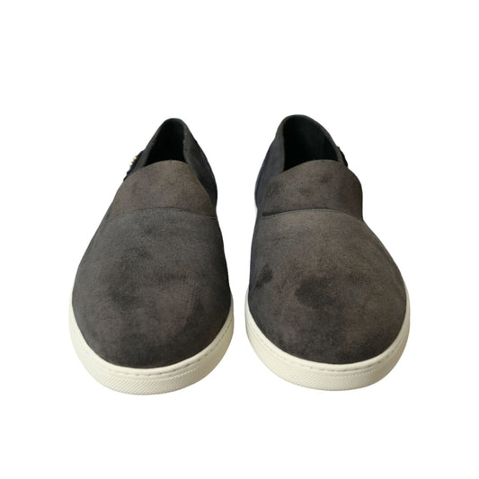 Dolce & Gabbana Blue Suede Caiman Men Loafers Slippers Shoes