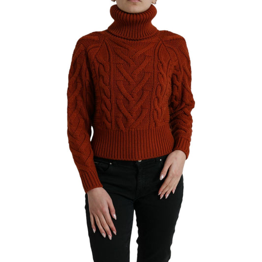 Dolce & Gabbana Brown Wool Knit Turtleneck Pullover Sweater TSH84323-38