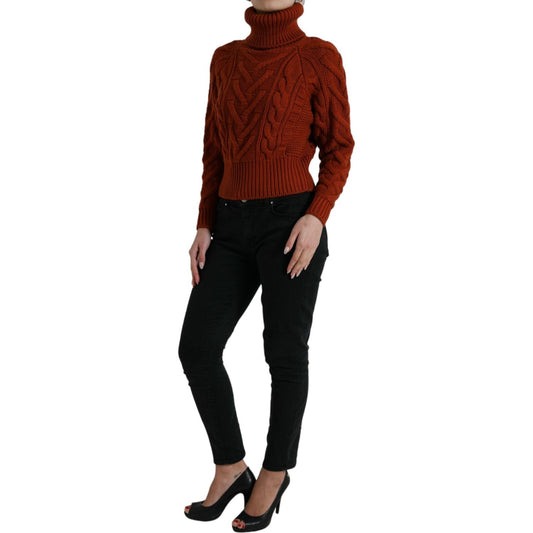 Dolce & Gabbana Brown Wool Knit Turtleneck Pullover Sweater TSH84323-38