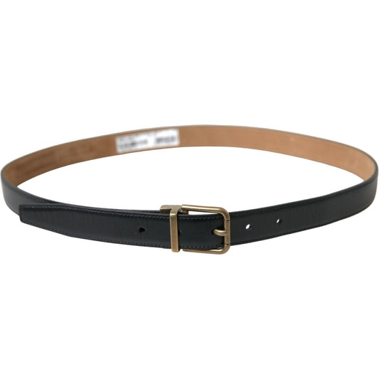 Dolce & Gabbana Black Calf Leather Gold Metal Buckle Belt BEL9124-90