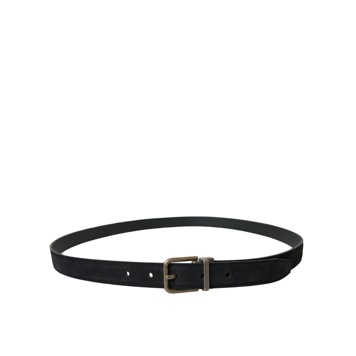 Dolce & Gabbana Black Suede Leather Gold Metal Buckle Belt