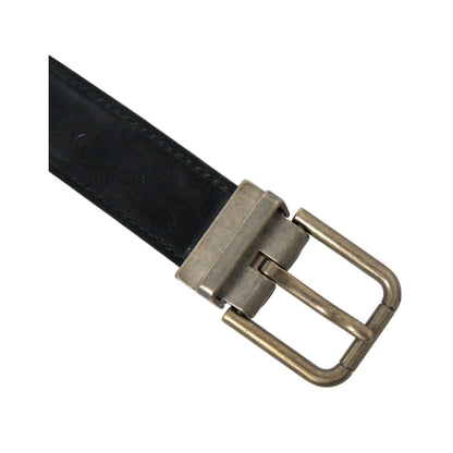 Dolce & Gabbana Black Suede Leather Gold Metal Buckle Belt