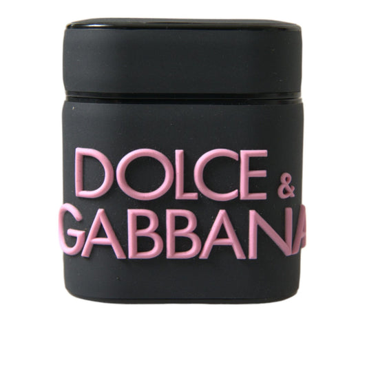 Dolce & Gabbana Black Pink Silicone Embossed Logo Airpods Case