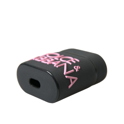 Dolce & Gabbana Black Pink Silicone Embossed Logo Airpods Case
