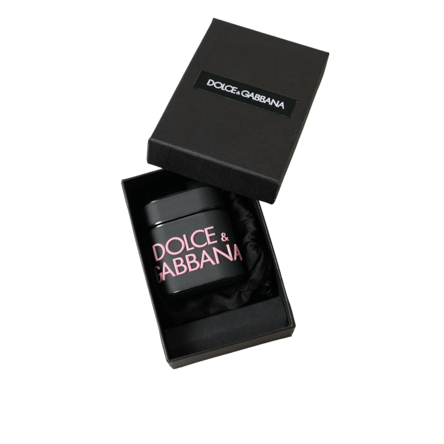 Dolce & Gabbana Black Pink Silicone Embossed Logo Airpods Case