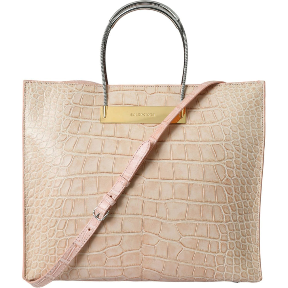 Balenciaga Pink Exotic Leather Embossed Cable Handle Shopper Tote Bag BAG1179