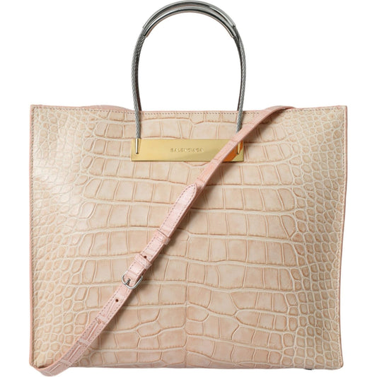 Balenciaga Pink Exotic Leather Embossed Cable Handle Shopper Tote Bag BAG1179