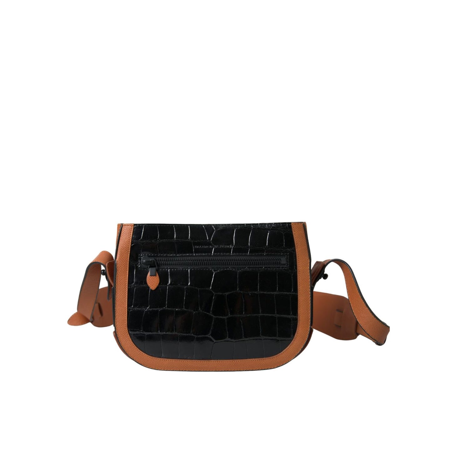 Balenciaga Black Brown Exotic Skin Leather Shoulder Camera Purse Bag
