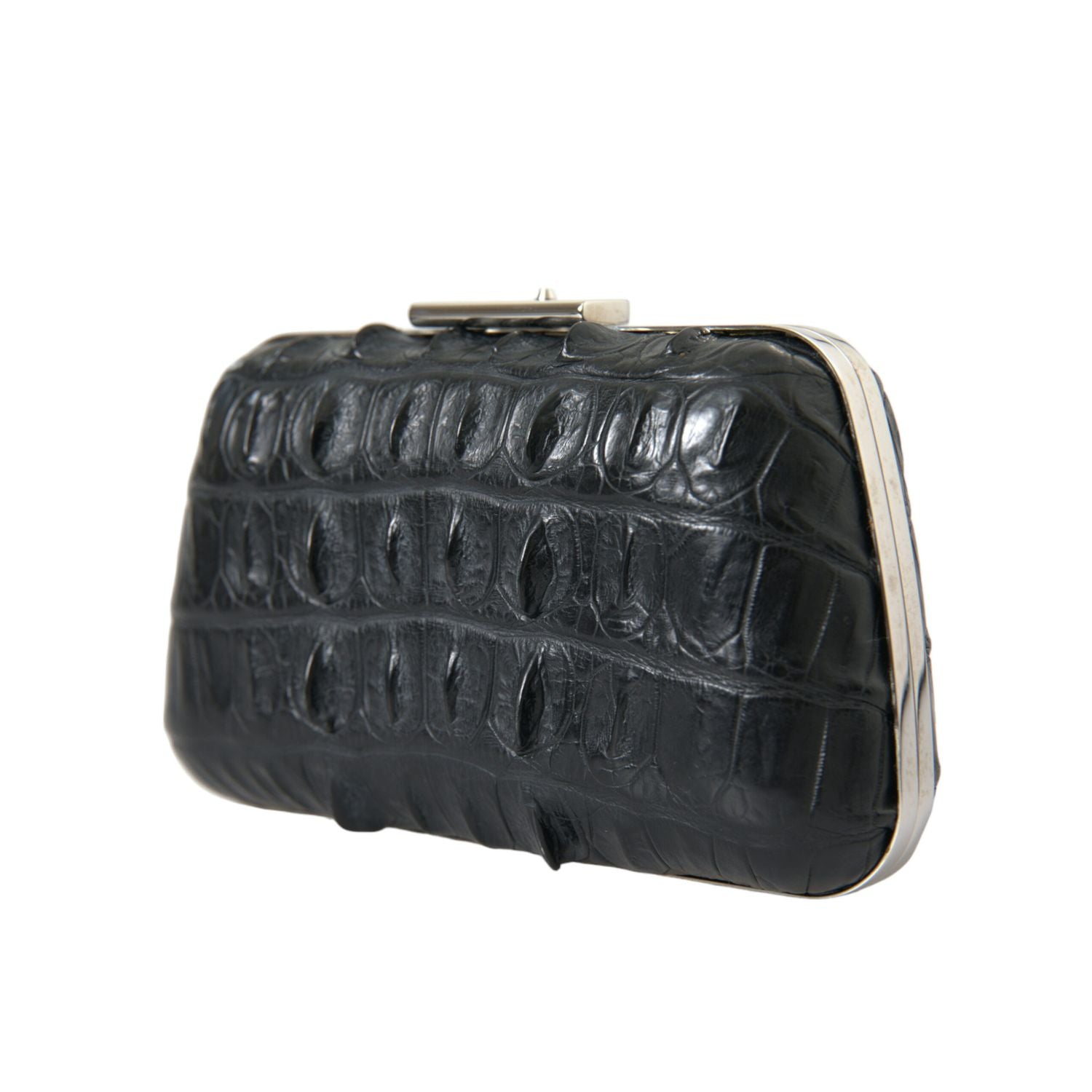 Balenciaga Black Exotic Skin Leather Shoulder Crossbody Box Clutch Bag
