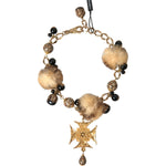 Dolce & Gabbana Gold Black Crystals Lapin Fur Filigree Chocker Necklace Necklace Dolce & Gabbana Rosy Brown