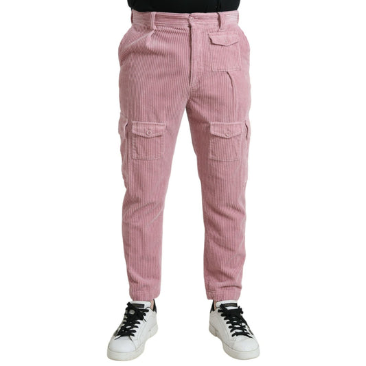 Dolce & Gabbana Pink Corduroy Cotton Stretch Skinny Cargo Jeans