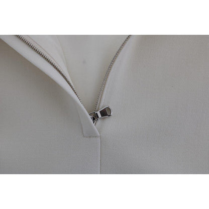 Dolce & Gabbana White Wool Stretch Brooch Shift Dress