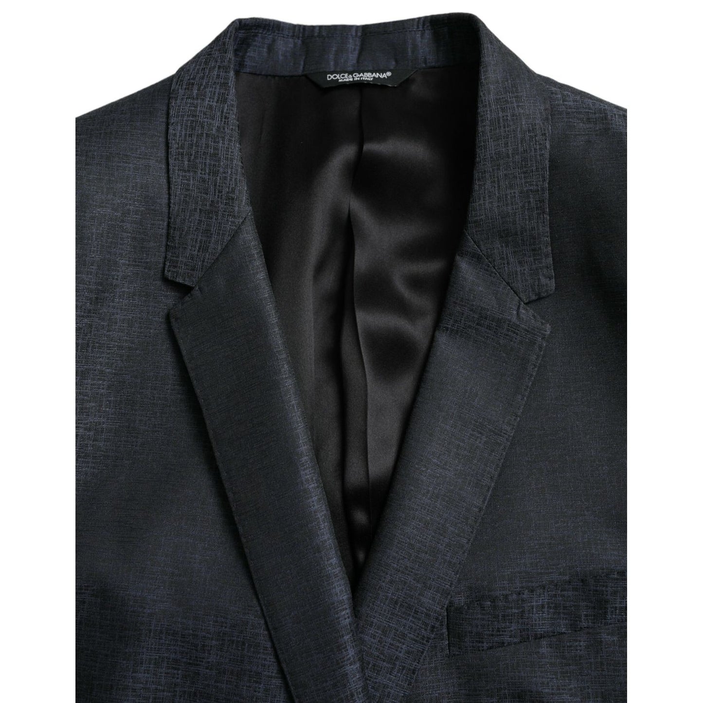 Dolce & Gabbana Blue Wool GOLD Single Breasted Coat Blazer