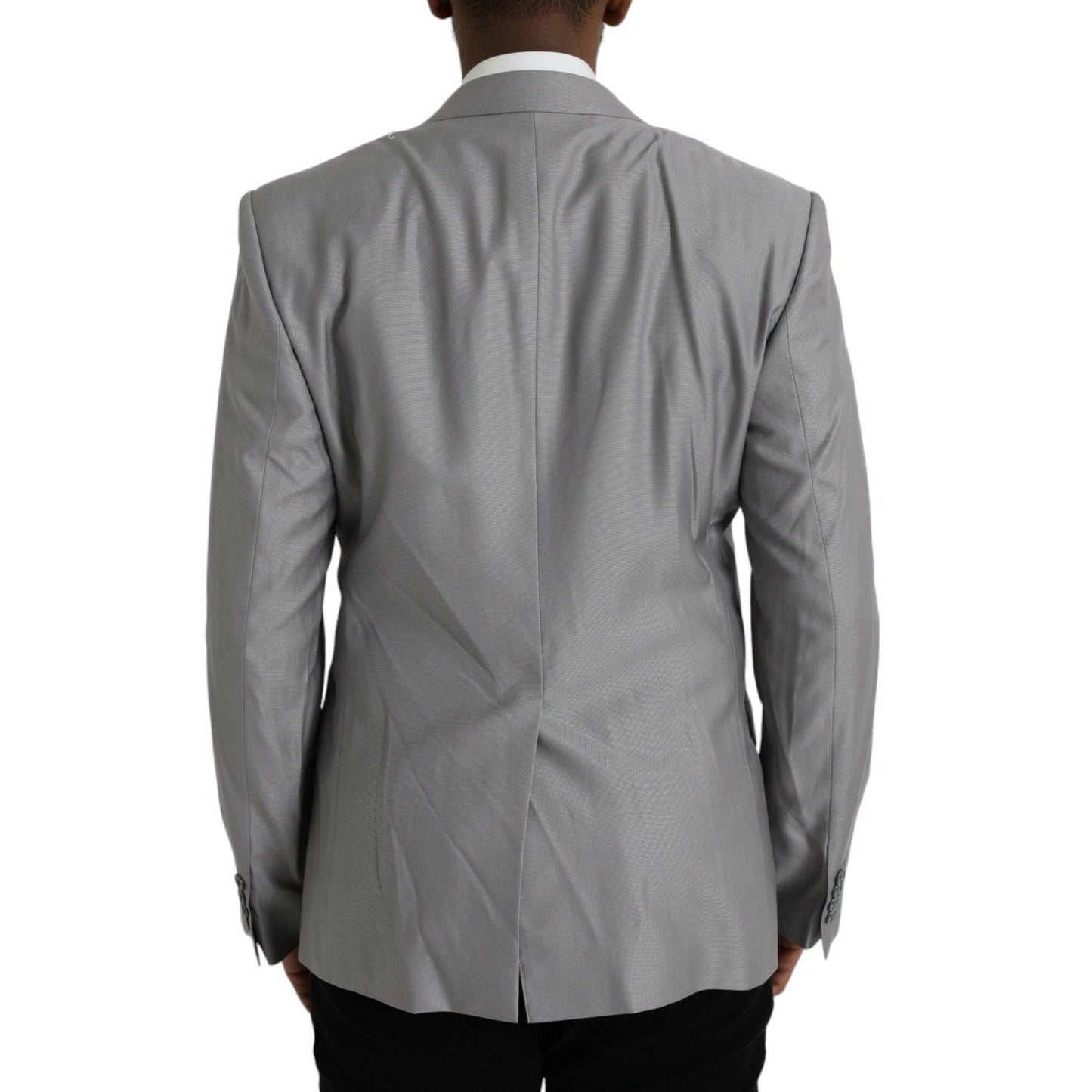 Dolce & Gabbana Gray Wool Peak Single Breasted Coat Blazer